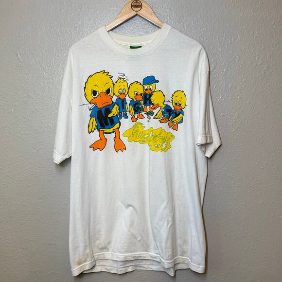 VTG Mighty Healthy Tee Shirt Ducks Gambling Smoking White Made In USA Unisex XL - Picture 3 of 9